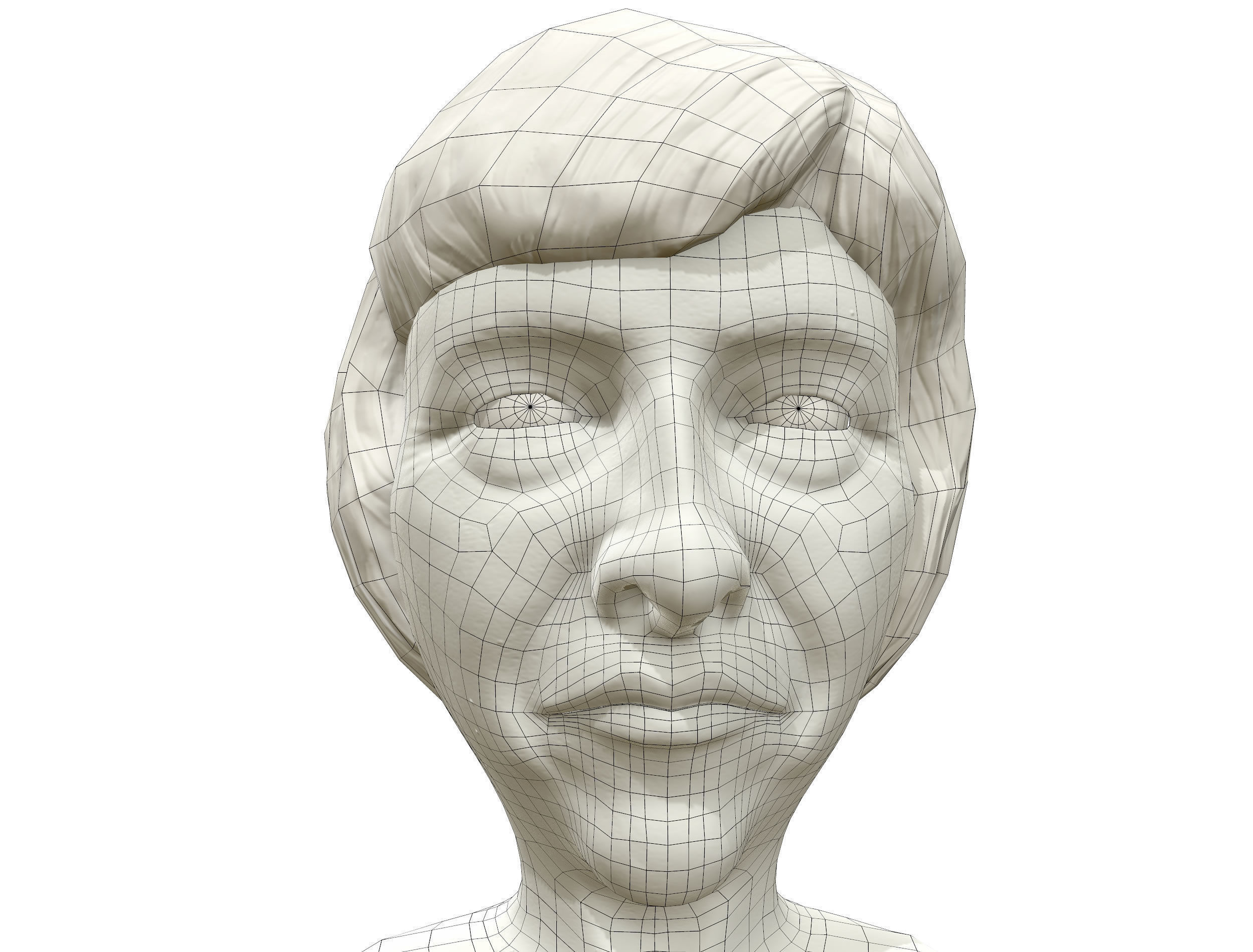 Theresa May 3D caricature low poly game ready rigged Low-poly 3D model_7