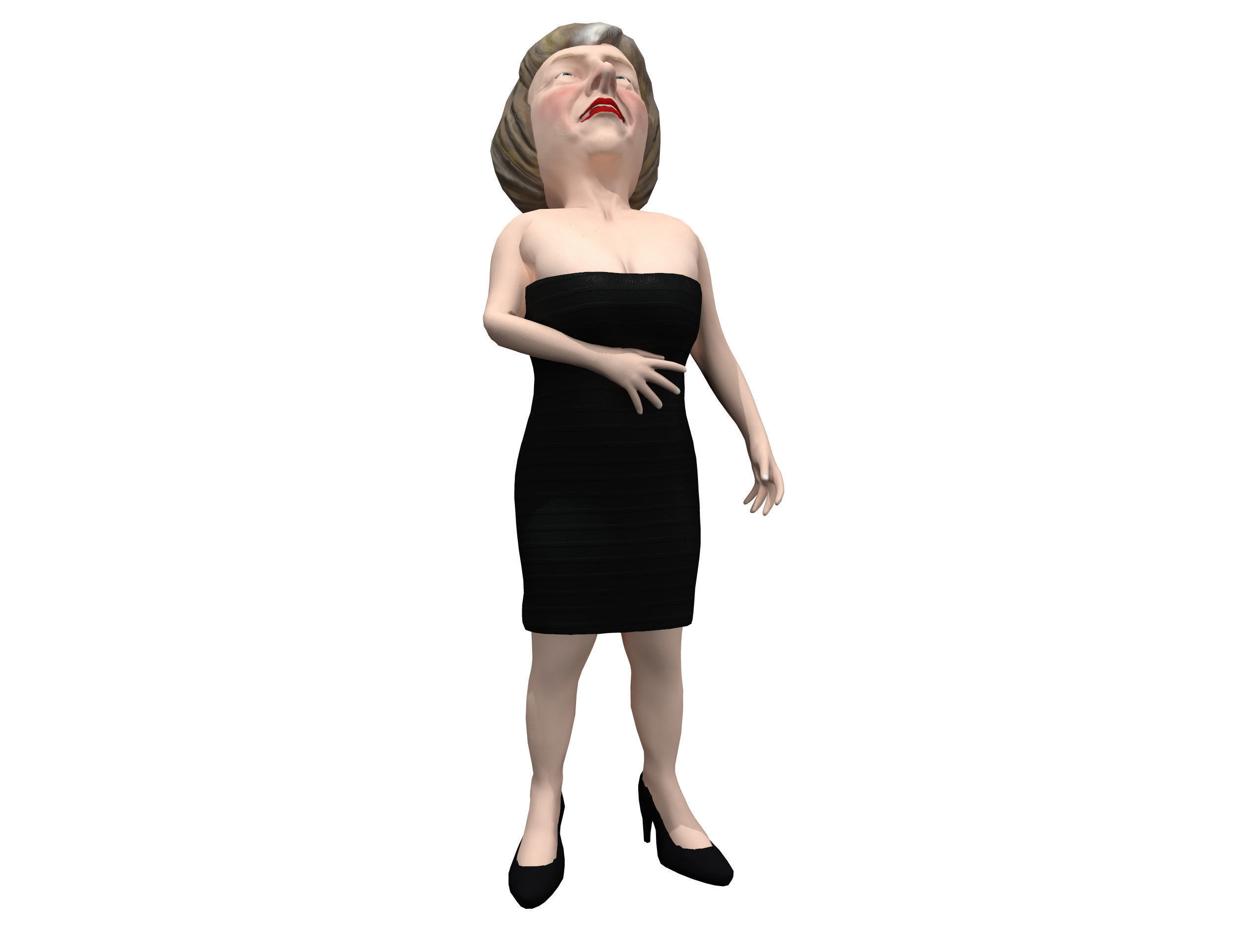 Theresa May 3D caricature low poly game ready rigged Low-poly 3D model_3