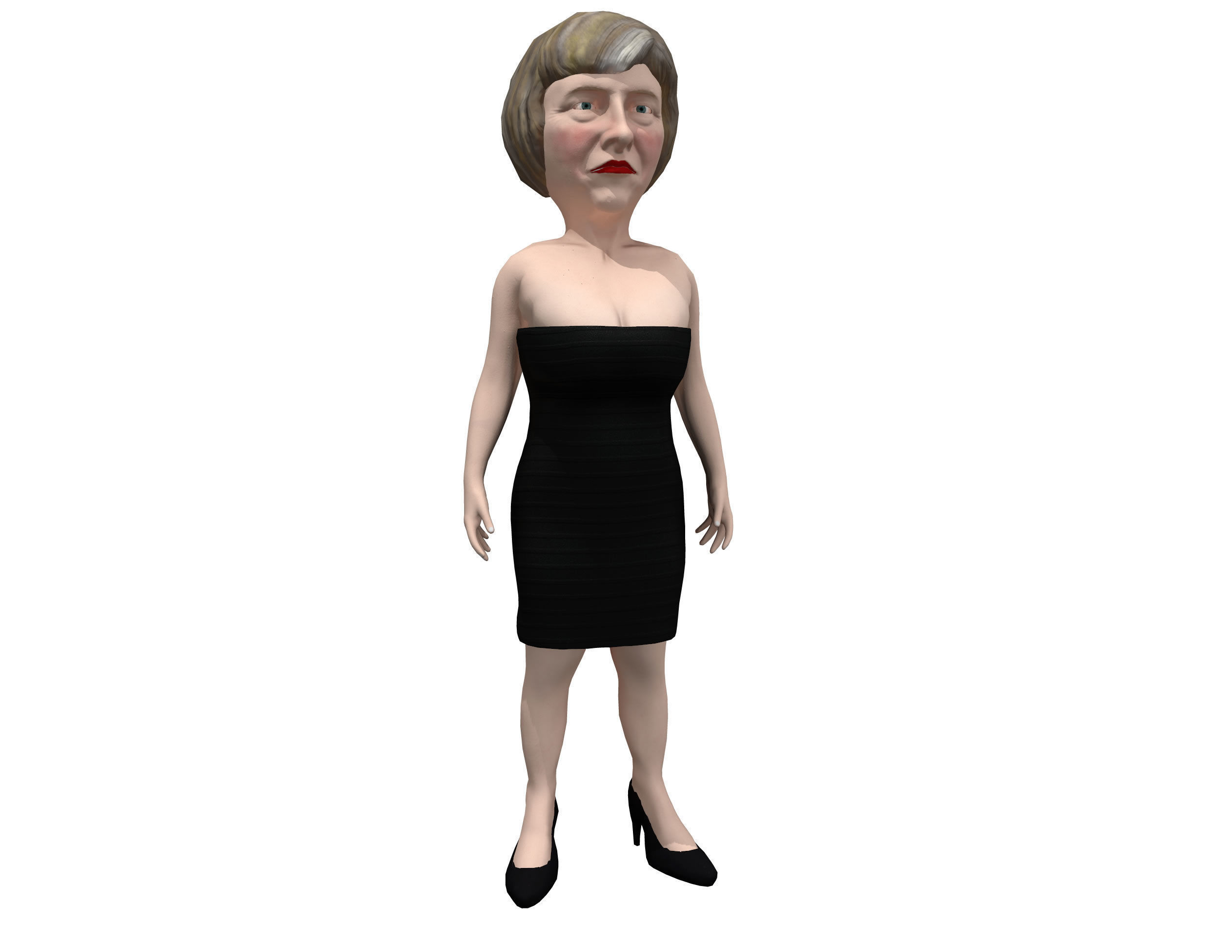 Theresa May 3D caricature low poly game ready rigged Low-poly 3D model_6