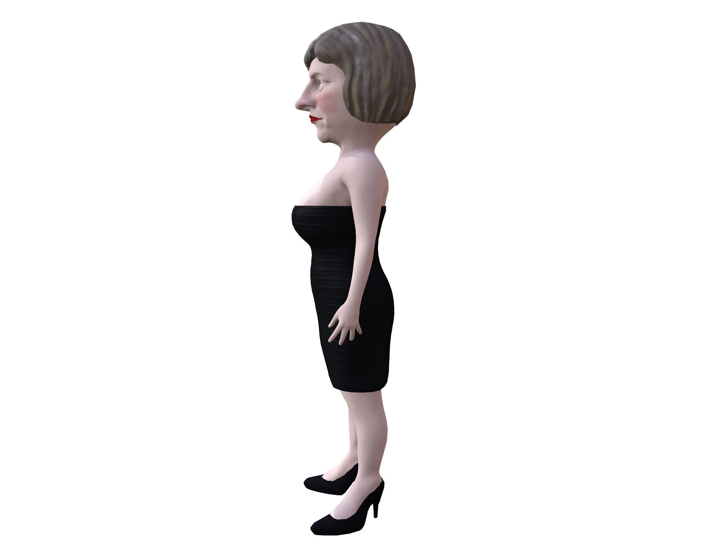 Theresa May 3D caricature low poly game ready rigged Low-poly 3D model_4