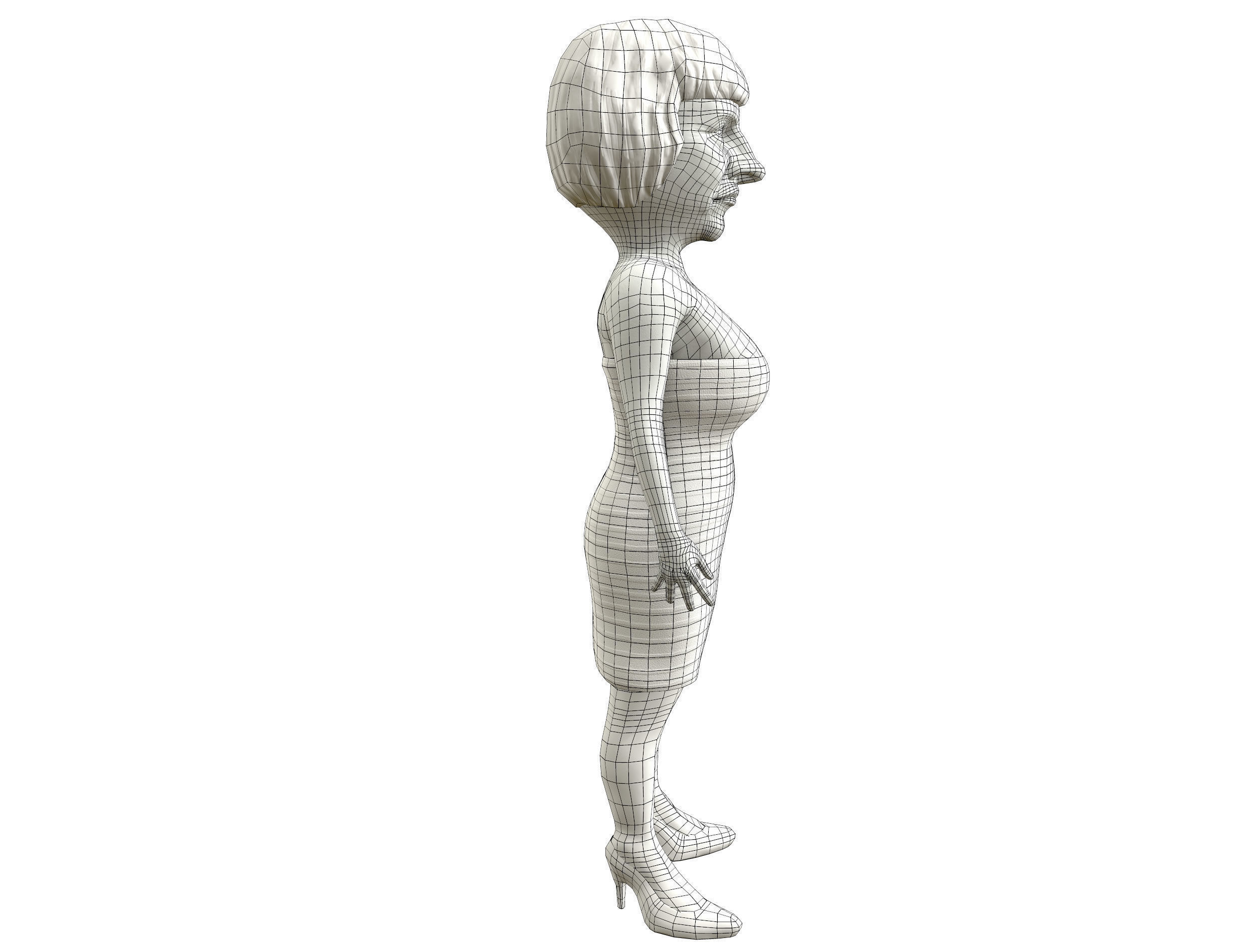 Theresa May 3D caricature low poly game ready rigged Low-poly 3D model_11