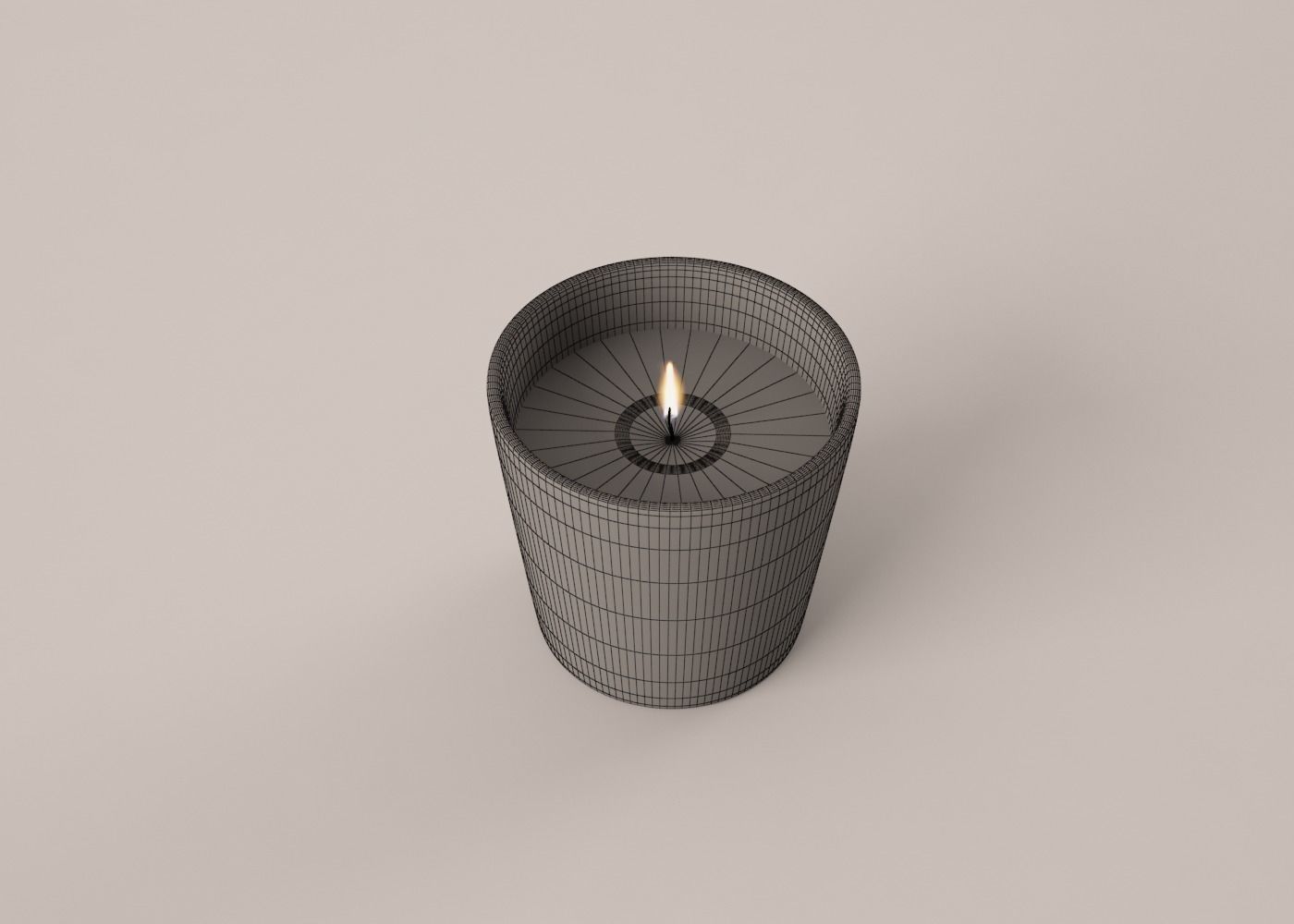 candle in minimalistic glass container 3D model_2