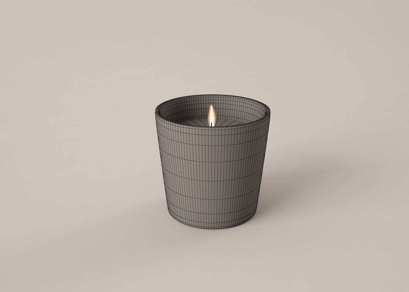 candle in minimalistic glass container 3D model_1