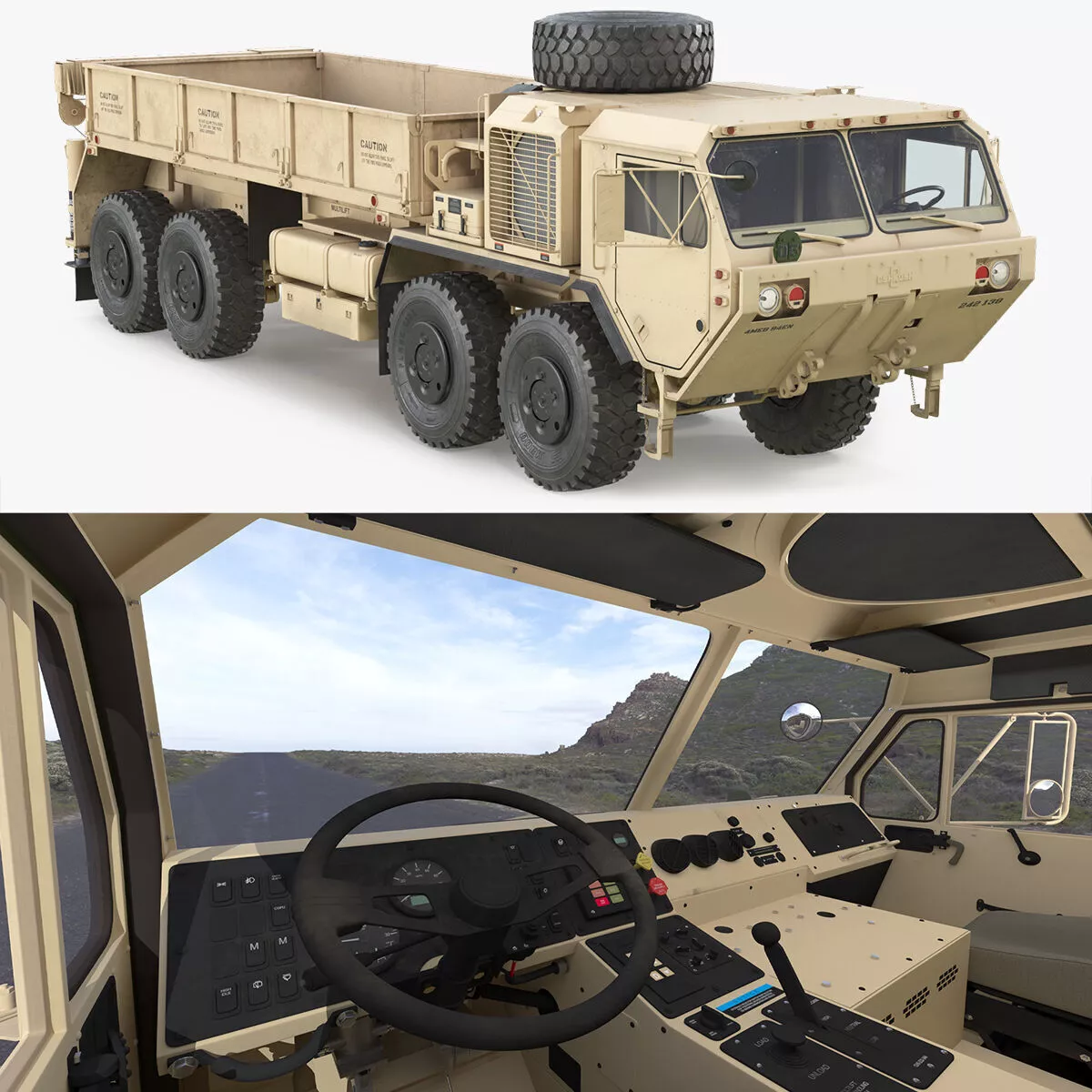 Oshkosh HEMTT M985A4 Cargo Truck Desert 3D model