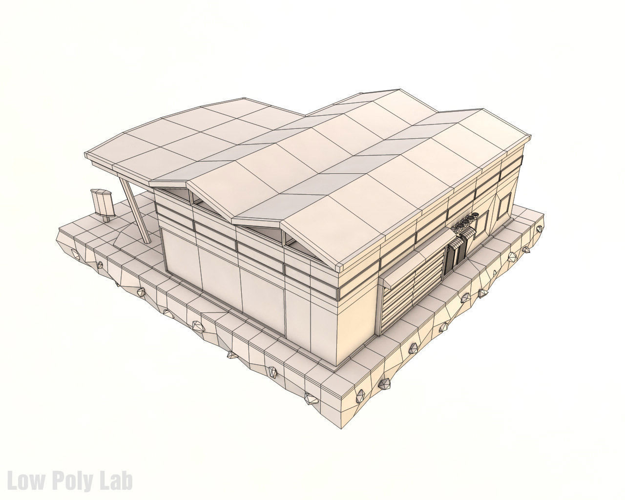 Cartoon Supermarket City Building Low-poly 3D model_5