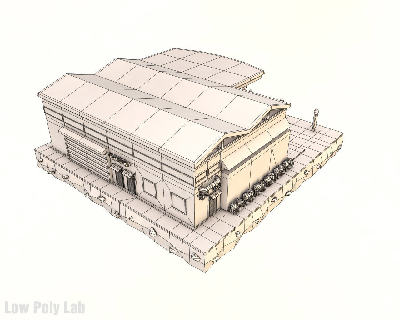 Cartoon Supermarket City Building Low-poly 3D model_3