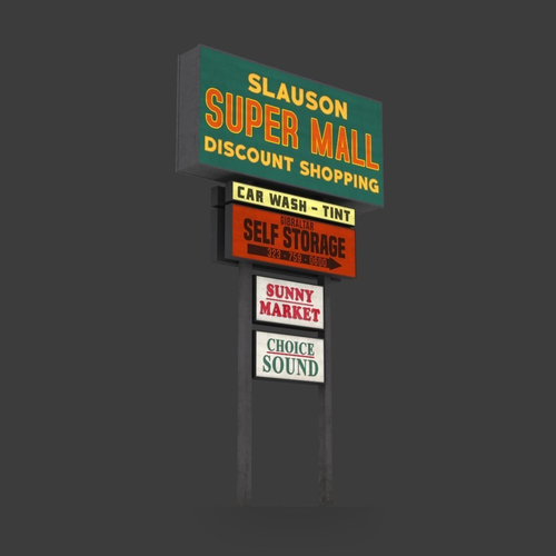 Mall Sign Billboard Low-poly 3D model