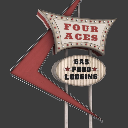 Four Aces Movie Set Sign Low-poly 3D model