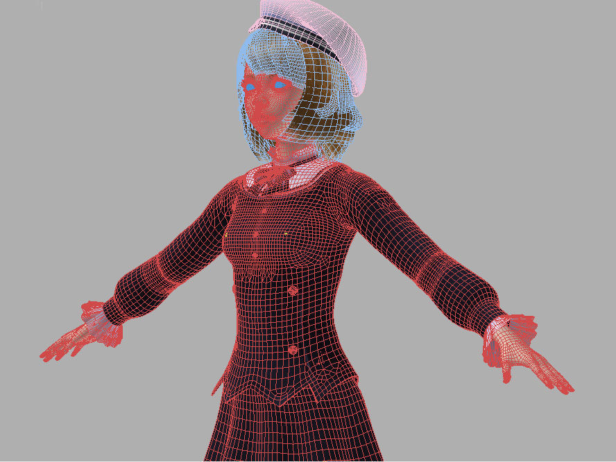 T pose nonrigged model of Lolita with various outfit 3D model_7