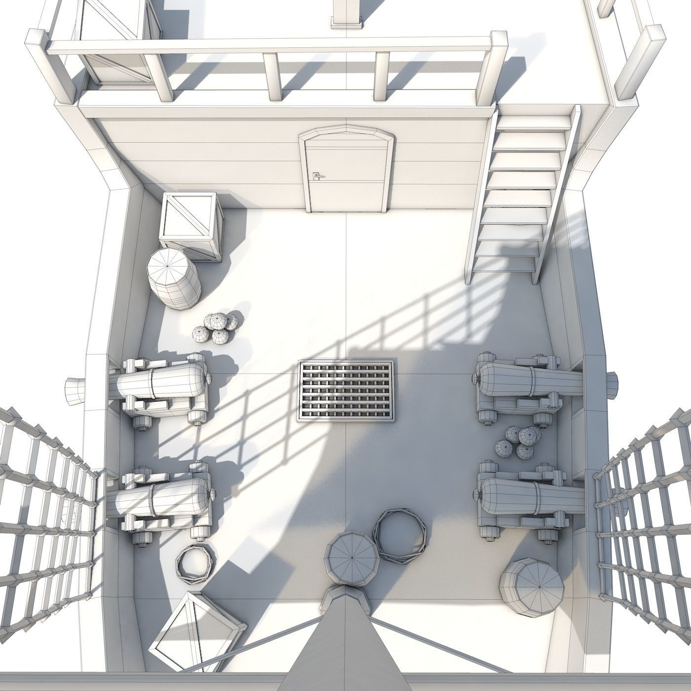 Low Poly Cartoon Pirate Ship Textured Low-poly 3D model_4