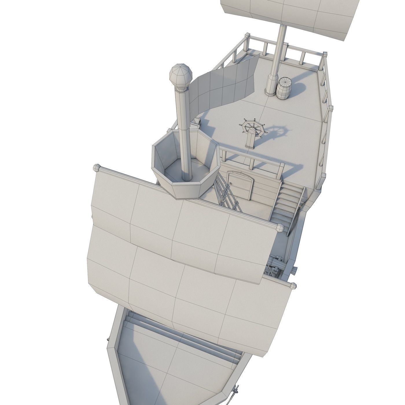 Low Poly Cartoon Pirate Ship Textured Low-poly 3D model_14