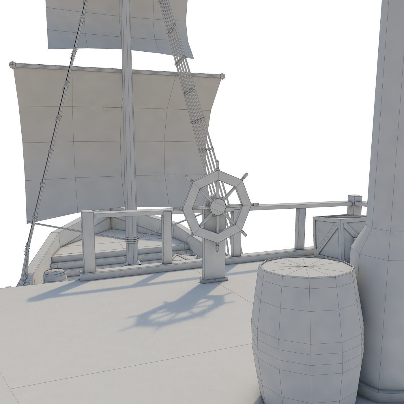 Low Poly Cartoon Pirate Ship Textured Low-poly 3D model_10