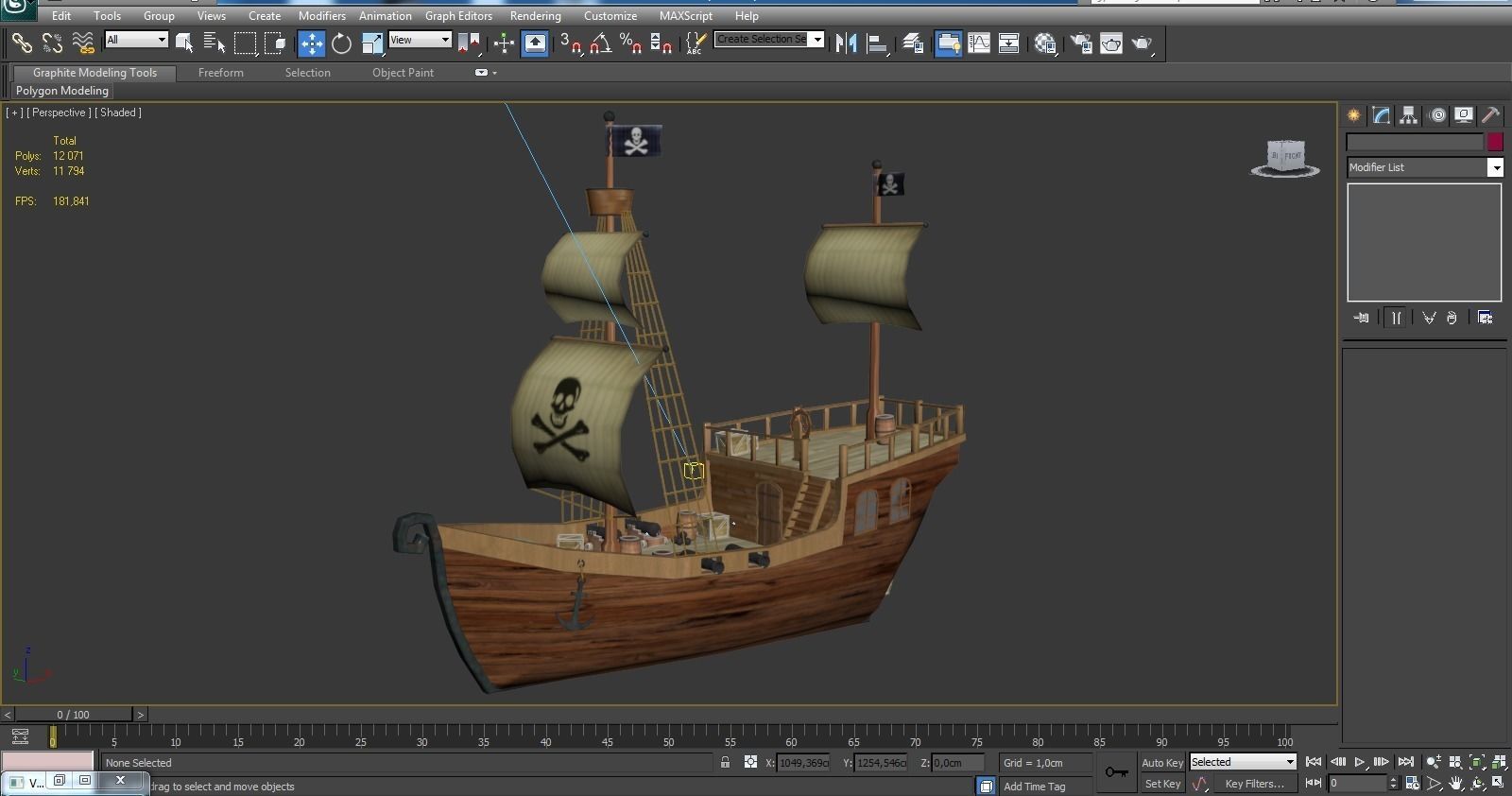 Low Poly Cartoon Pirate Ship Textured Low-poly 3D model_17