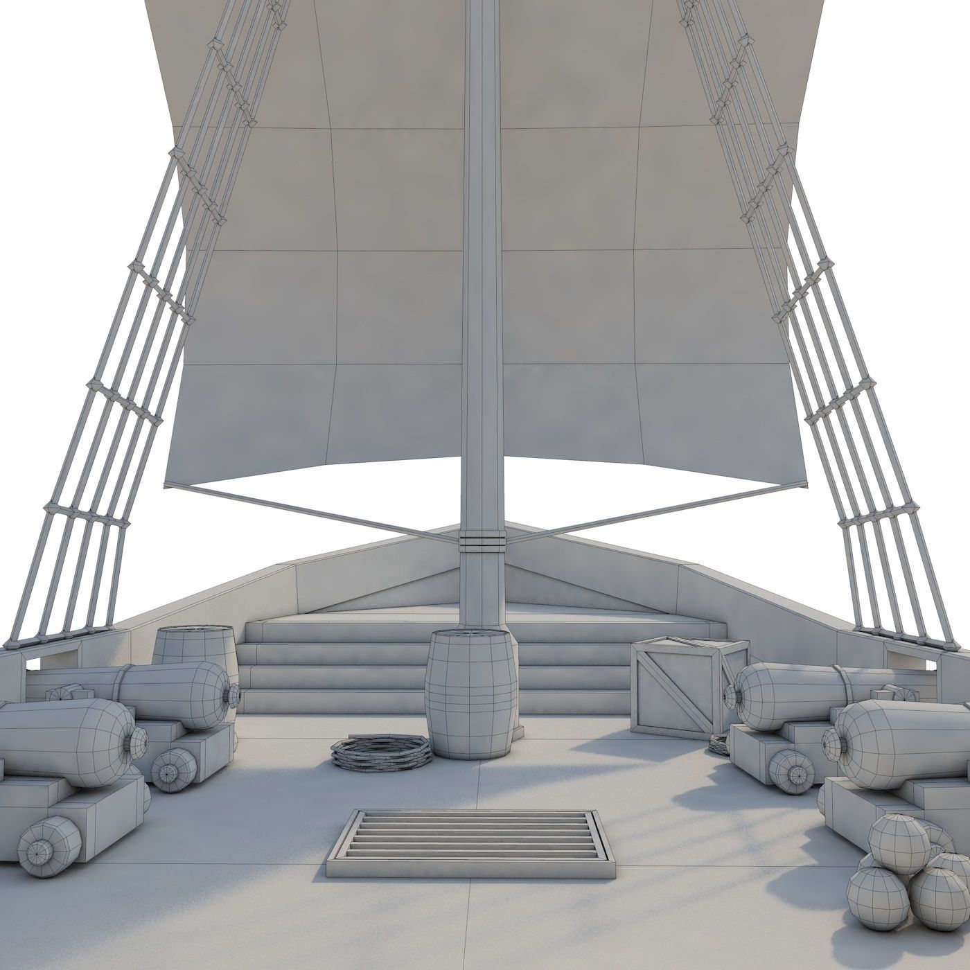 Low Poly Cartoon Pirate Ship Textured Low-poly 3D model_8