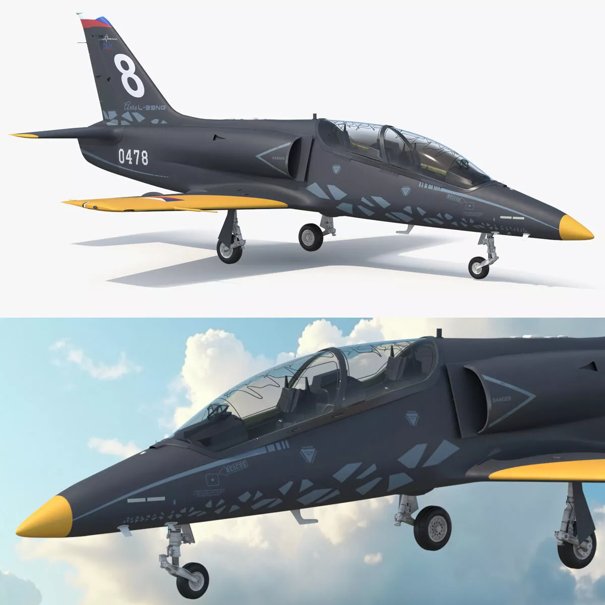 Czech Aero L-39 Skyfox Trainer Jet Rigged for Maya 3D model