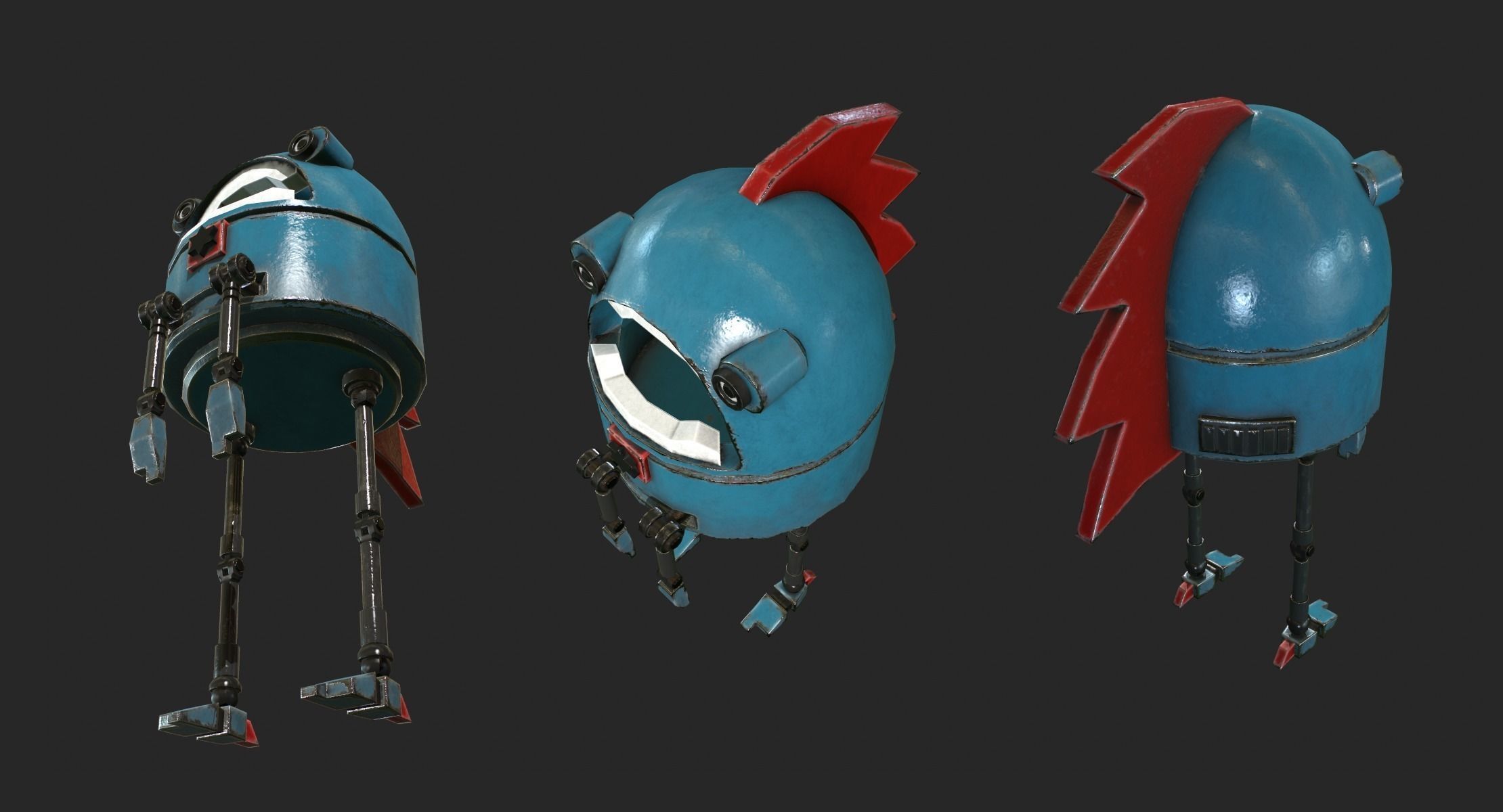 Silly Robot Low-poly 3D model_2