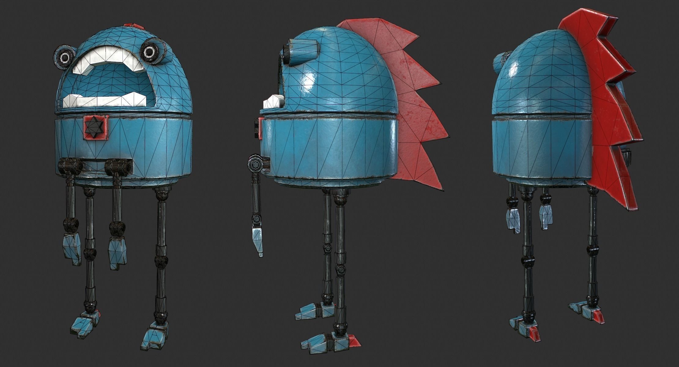 Silly Robot Low-poly 3D model_4