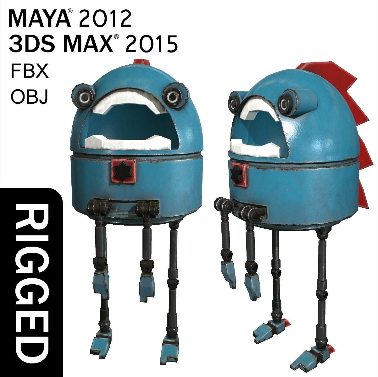 Silly Robot Low-poly 3D model_0