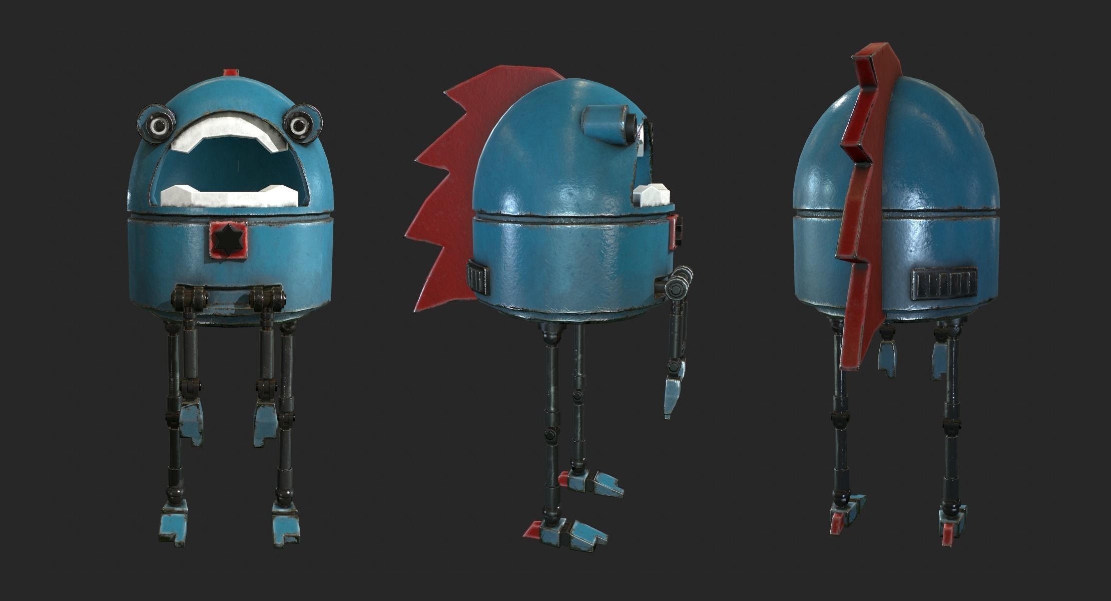 Silly Robot Low-poly 3D model_1