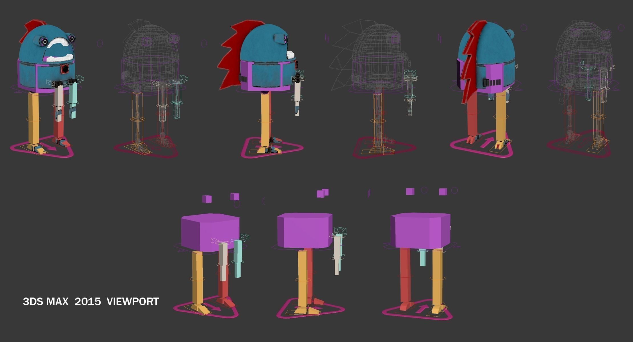 Silly Robot Low-poly 3D model_6