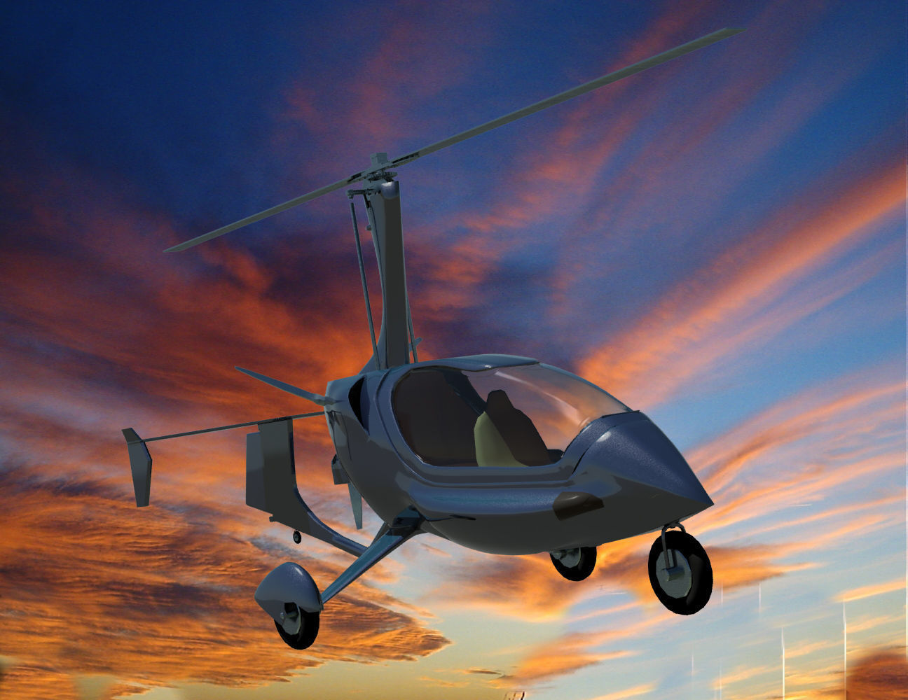ELA Gyroplane  Low-poly 3D model_12
