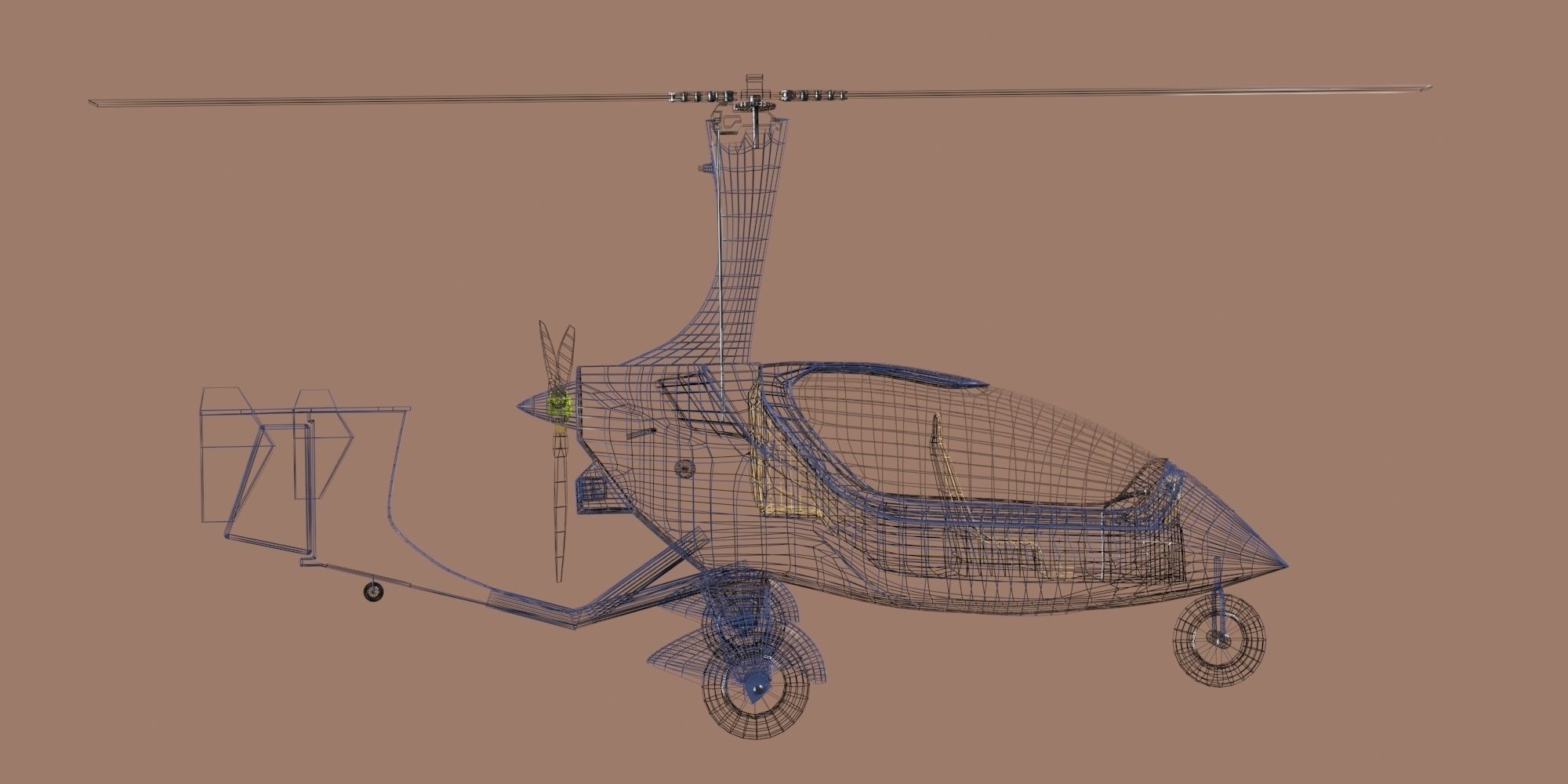 ELA Gyroplane  Low-poly 3D model_9