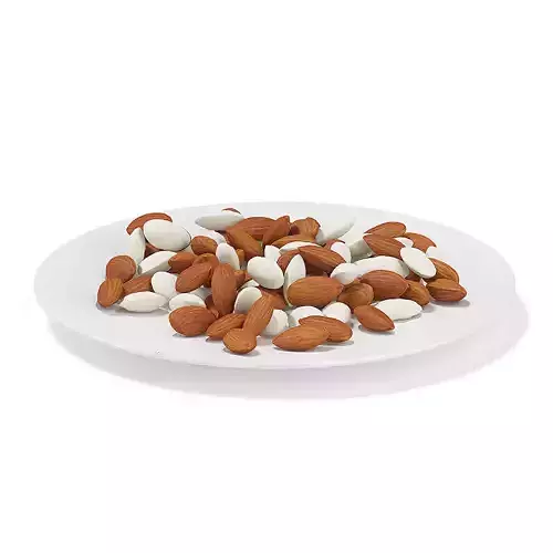 Almonds on White Plate