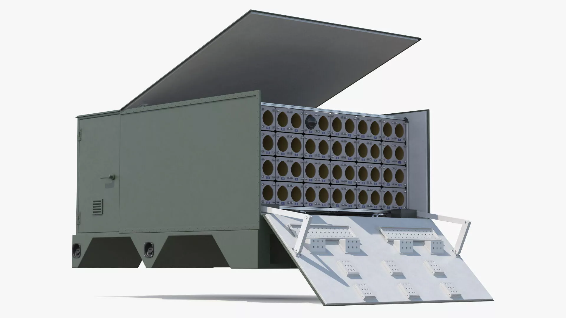 Military Drone Launcher Module Box with UAV Drone Rigged 3D model