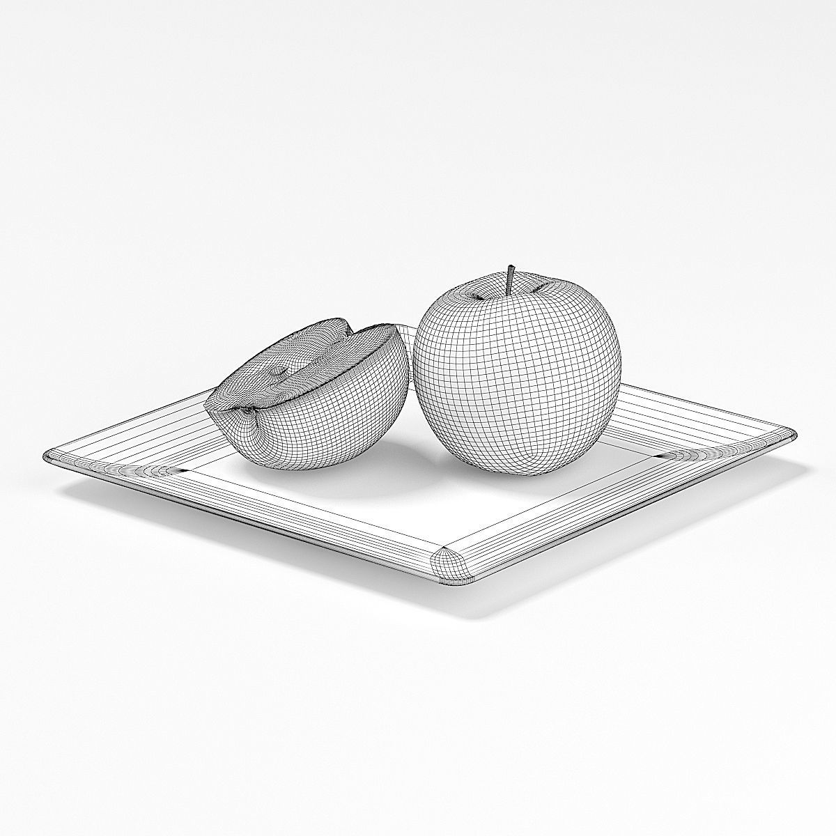 Apples on White Plate 3D model_5