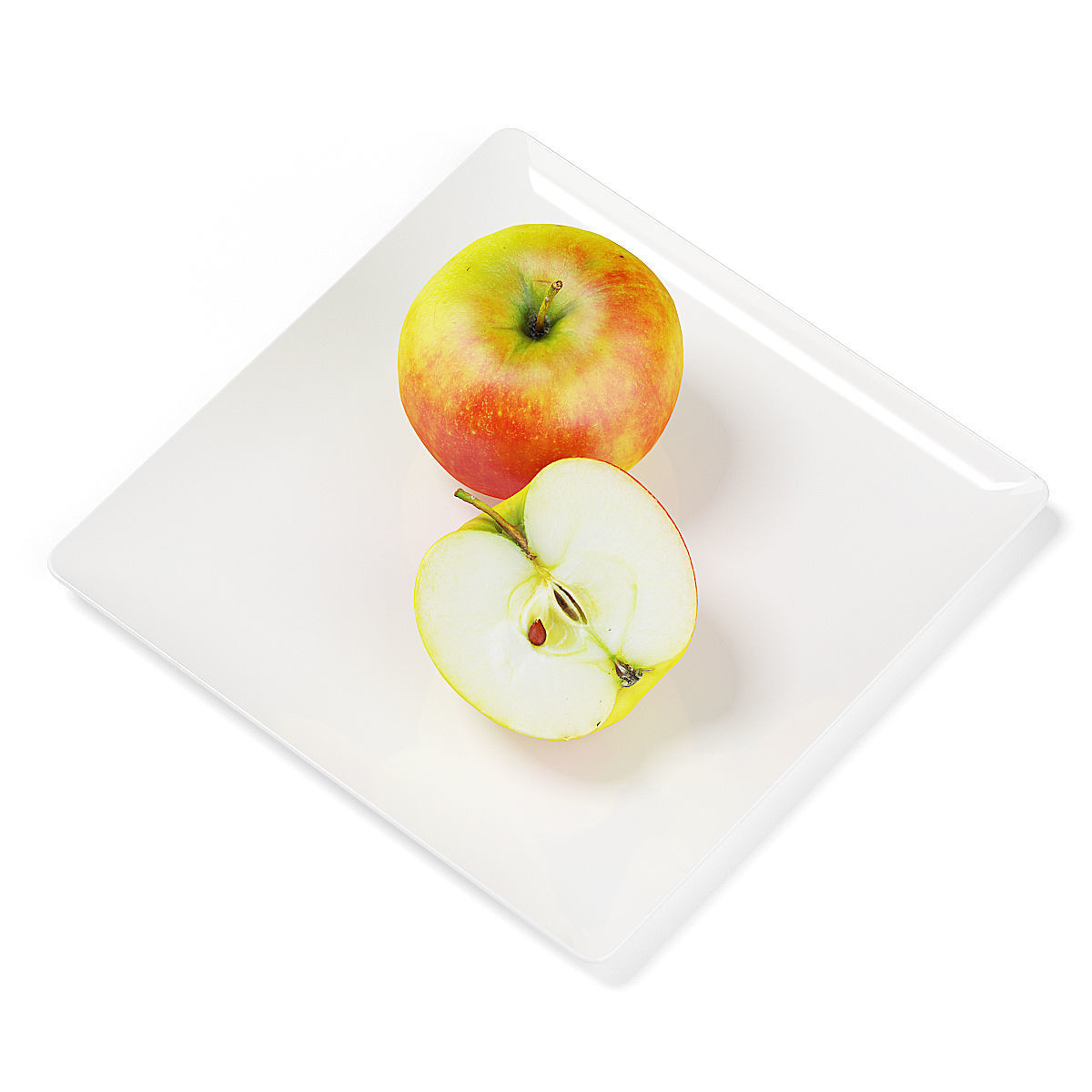 Apples on White Plate 3D model_2