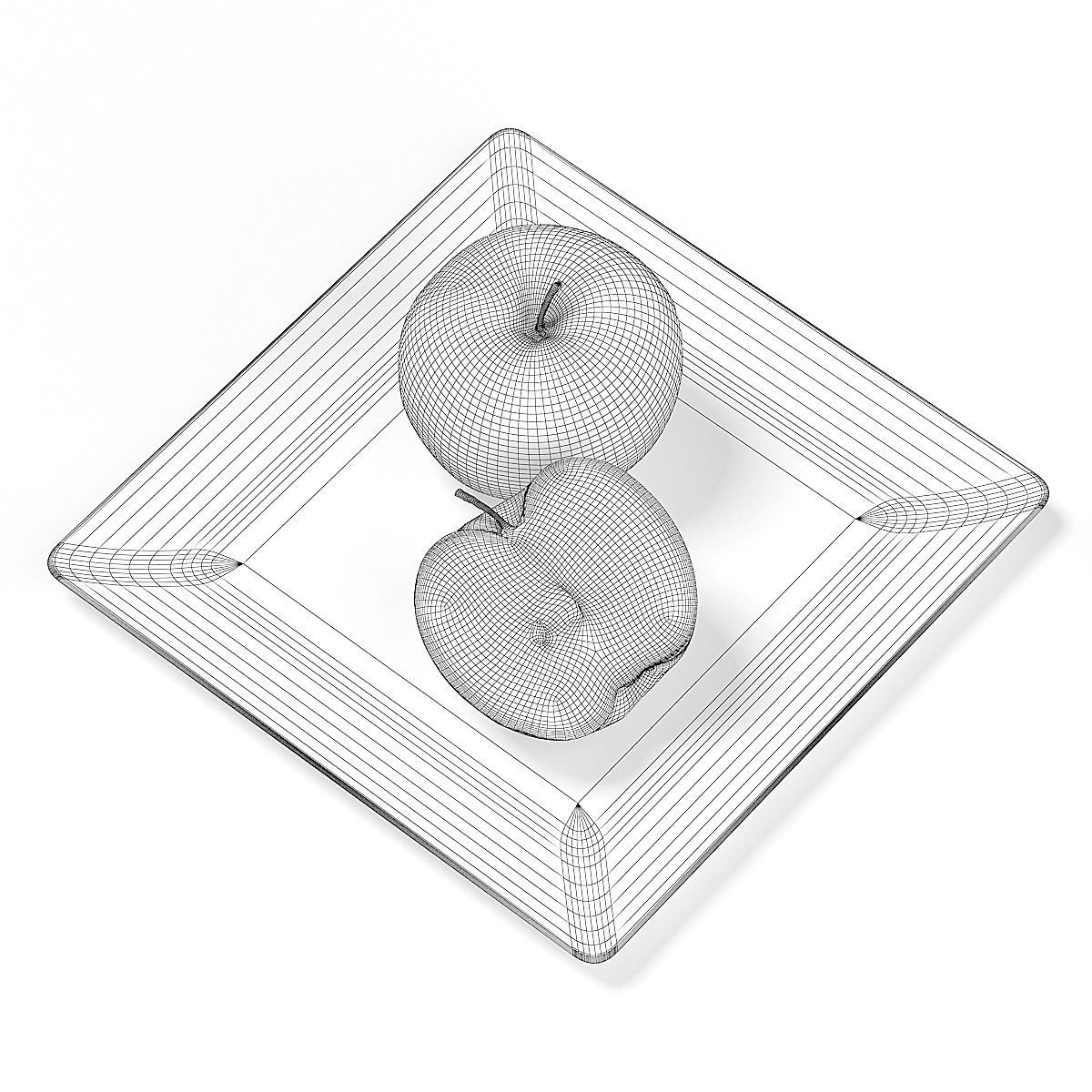 Apples on White Plate 3D model_3