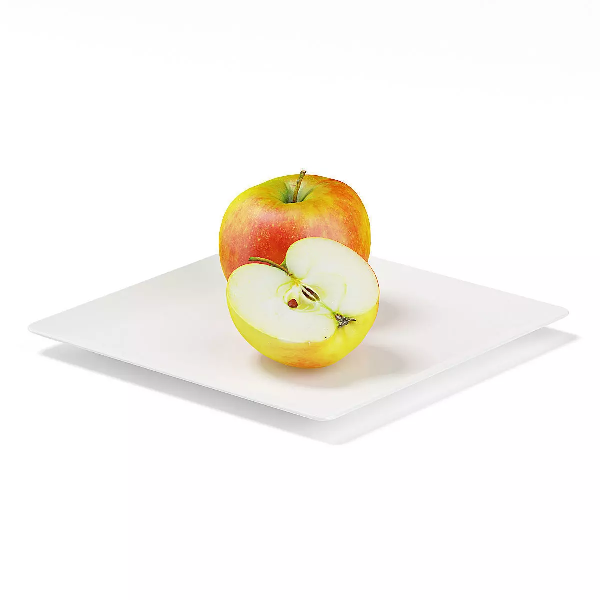 Apples on White Plate 3D model_0