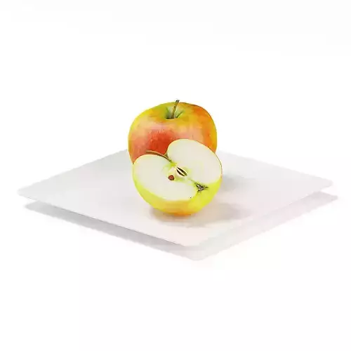 Apples on White Plate 3D model