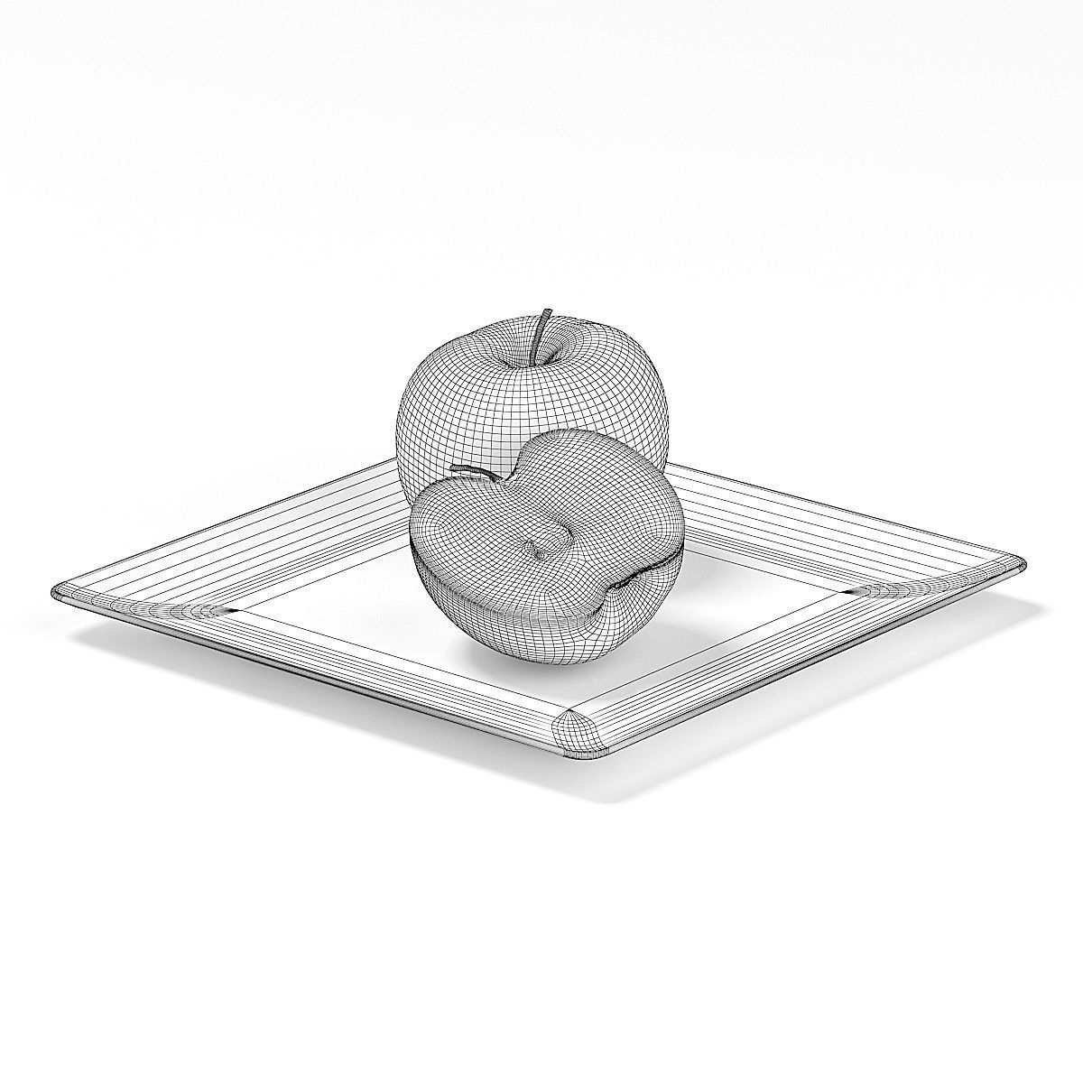 Apples on White Plate 3D model_1