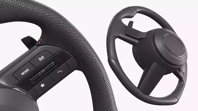 Car Steering Wheel With Control Buttons 3D model 5