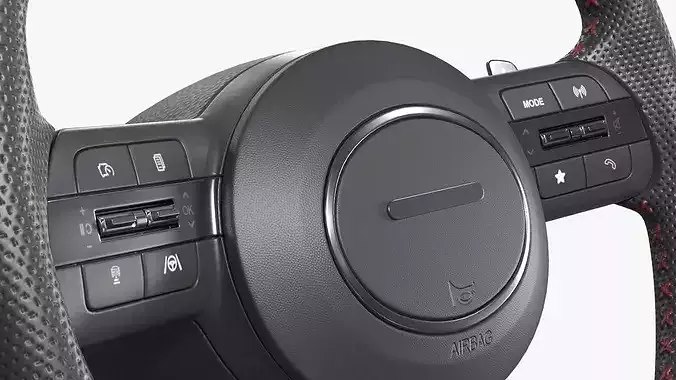 Car Steering Wheel With Control Buttons 3D model 6