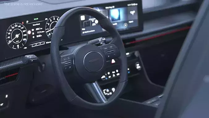 Car Steering Wheel With Control Buttons 3D model 3
