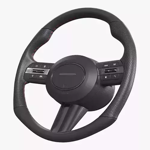 Car Steering Wheel With Control Buttons 3D model