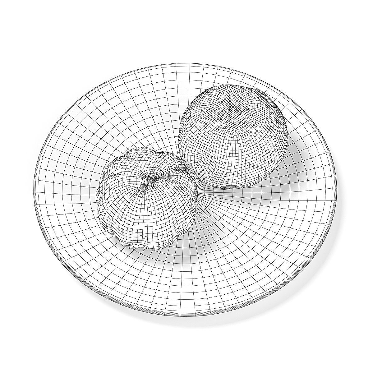 Tangerines on White Plate 3D model_5