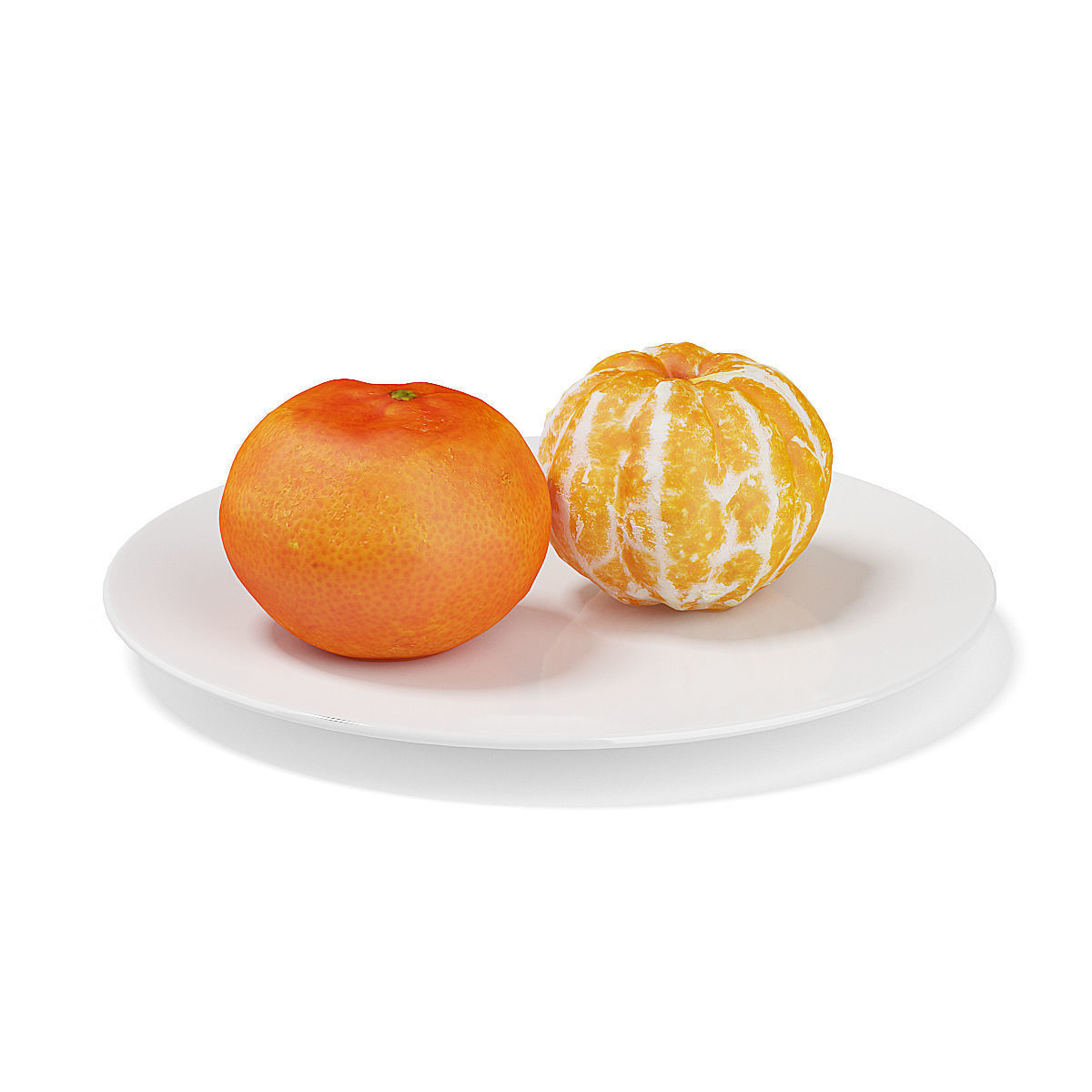 Tangerines on White Plate 3D model_2