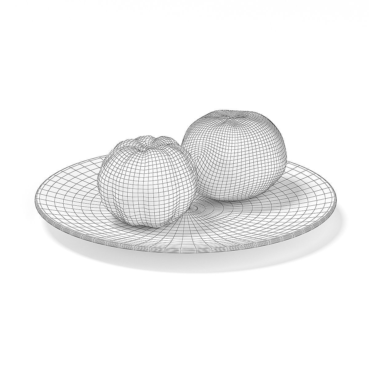Tangerines on White Plate 3D model_3