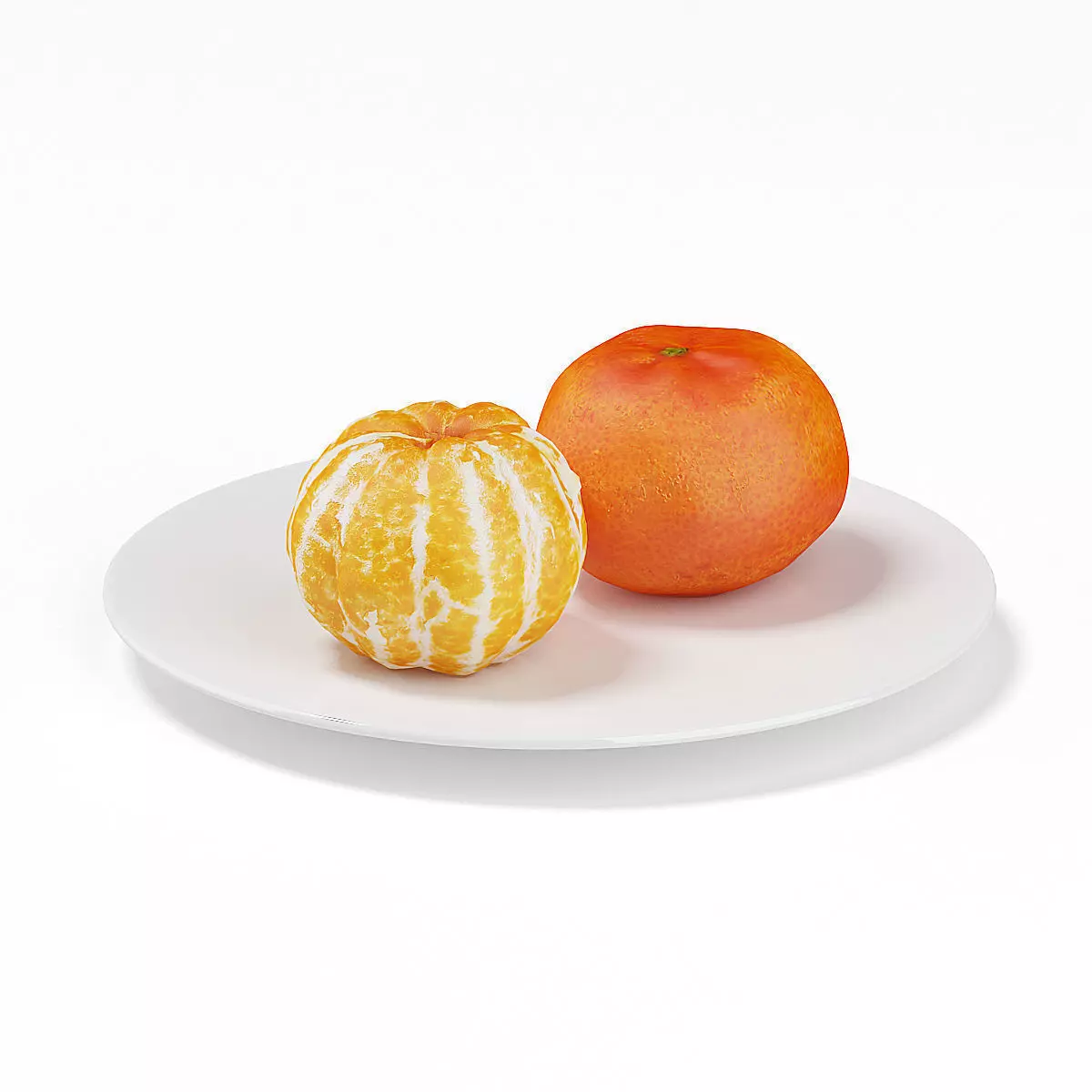 Tangerines on White Plate 3D model_0