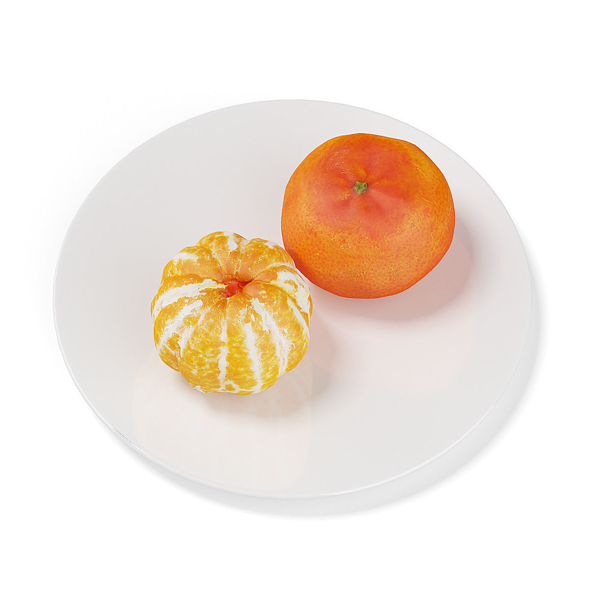 Tangerines on White Plate 3D model_4