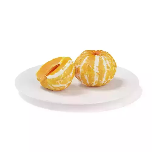 Peeled Tangerines on White Plate