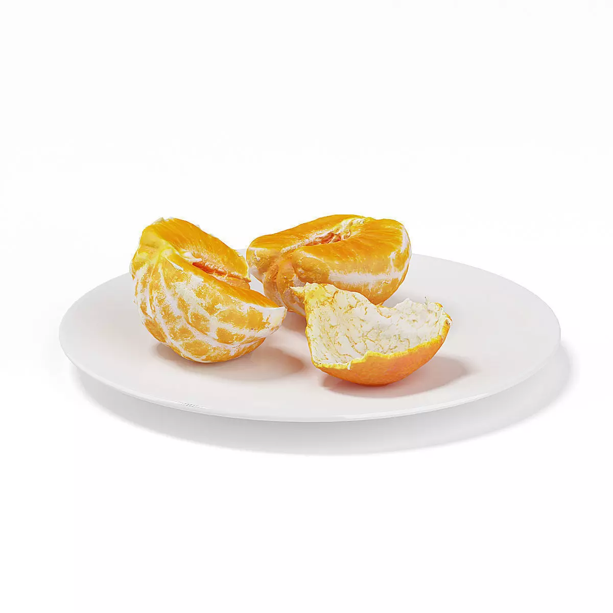 Halved Tangerine on White Plate 3D model