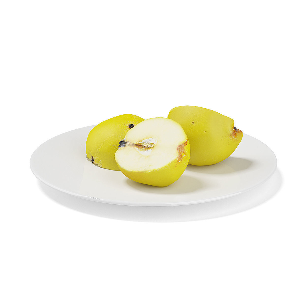 Sliced Quinces on White Plate 3D model_2