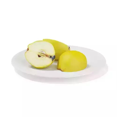 Sliced Quinces on White Plate