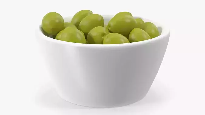 Bowl of Fresh Olives 3D model 6