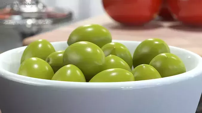 Bowl of Fresh Olives 3D model 3