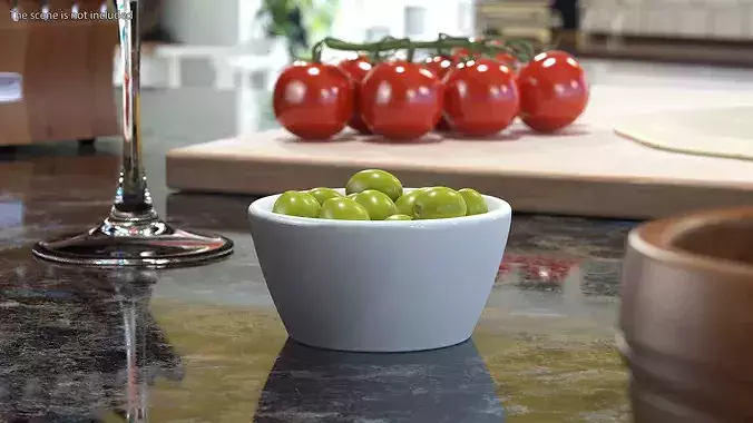Bowl of Fresh Olives 3D model 2